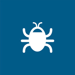 Bug icon on blue background flat style vector