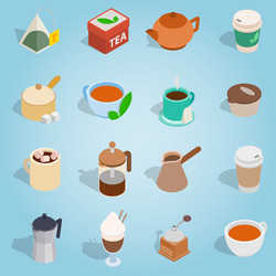 Coffee isometric icons collection Royalty Free Vector Image