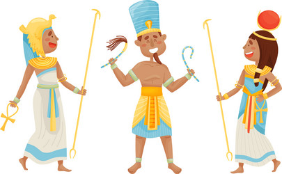 egyptian pharaoh and deities wearing antique Vector Image