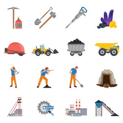 Coal mining icon set isolated Royalty Free Vector Image