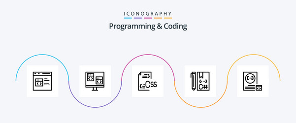 programming and coding line 5 icon pack including vector image