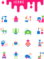 set simple icons robots vector image
