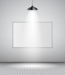 Background with lighting lamp and frame empty vector