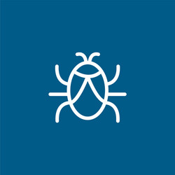 Bug line icon on blue background flat style vector