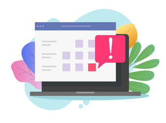 computer with calendar deadline online list note vector image