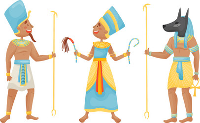 egyptian pharaoh and deities wearing antique Vector Image