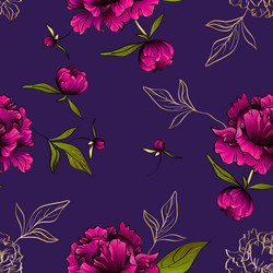 Purple seamless pattern with peony flowers vector