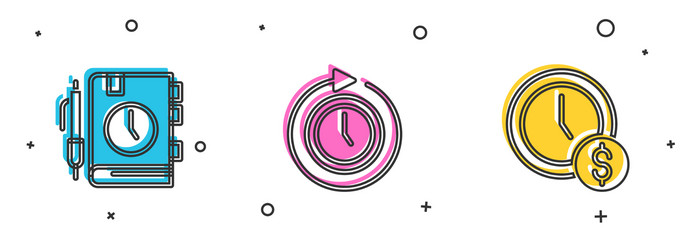 set daily paper notepad clock with arrow and time vector image