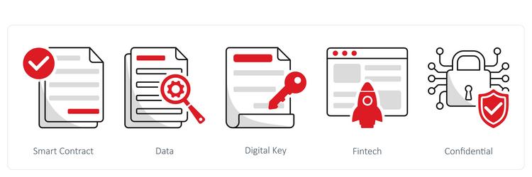 a set of 5 blockchain icons as smart contract vector image