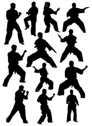 Karate Athlete Silhouettes Vector Image
