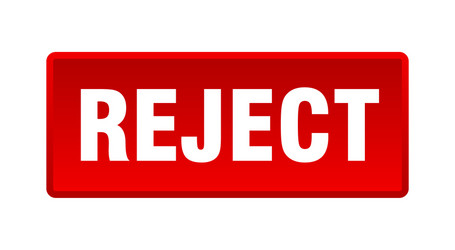 Reject button square red push vector