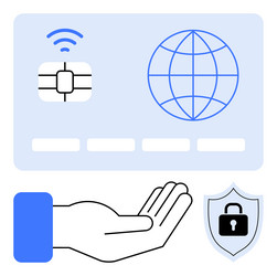 digital payment security with nfc card and shield vector image