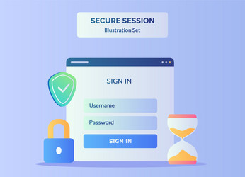 secure session set display ui on computer screen vector image