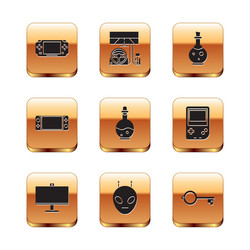 set portable video game console computer monitor vector image