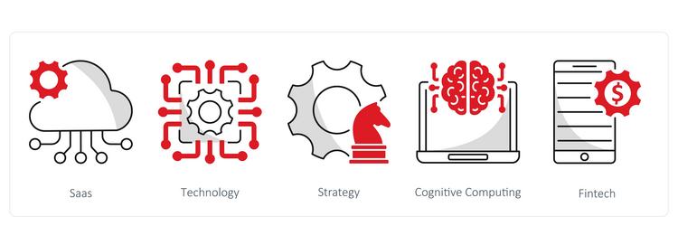 a set of 5 blockchain icons as saas technology vector image
