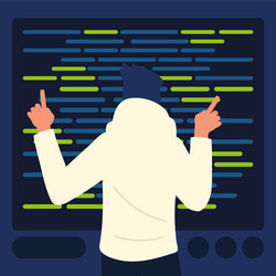 man programming codes vector image