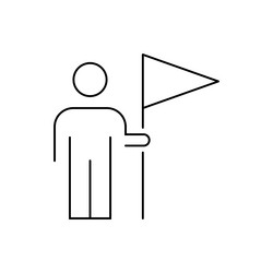 man with flag line icon vector image