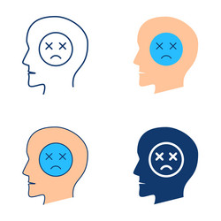 sadness icon set in flat and line style vector