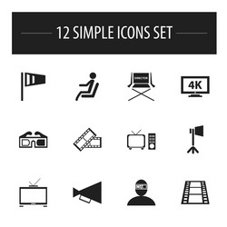 set of 12 editable filming icons includes symbols vector image