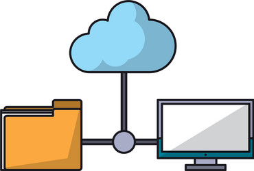 computer with documents folder vector image