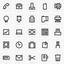 Office supplies icons set on white background Vector Image