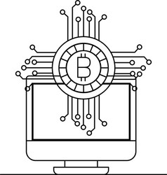 computer display with bitcoin money vector image