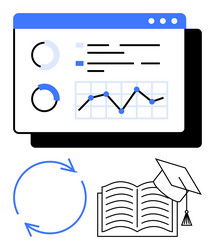data analysis dashboard with circular arrows vector image