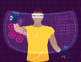 design man using technology augmented vector image