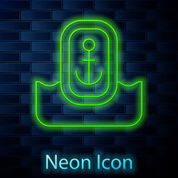 glowing neon line map pointer with anchor icon vector image