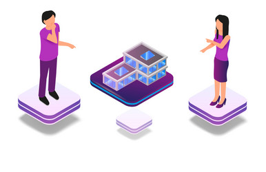 Isometric augmented virtual reality for architect vector