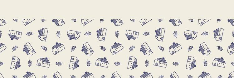 Masculine block print house ribbon Royalty Free Vector Image