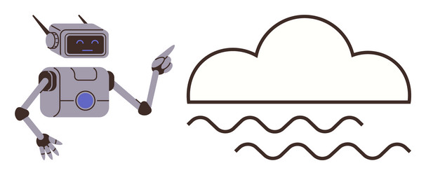 robot explaining cloud technology with simplistic Vector Image