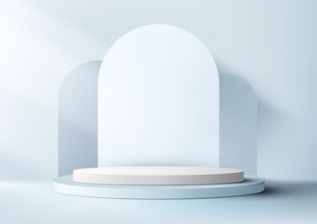 3d realistic empty group of white podium platform Vector Image