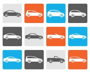 Flat different types of cars icons vector