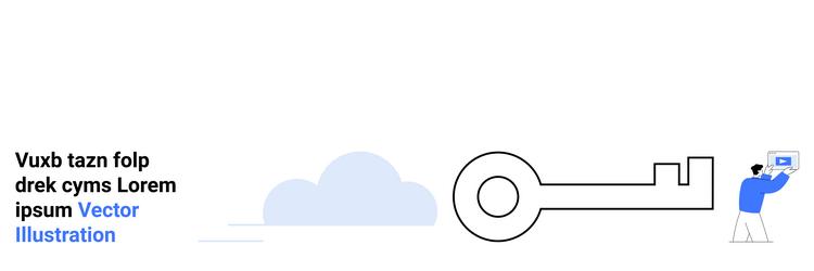 man interacting with key and cloud concept vector image