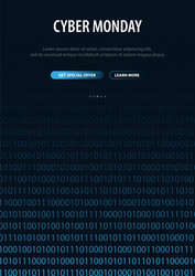 cyber monday sale banner with binary code vector image
