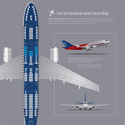 Set of airplane with seat map isolated vector