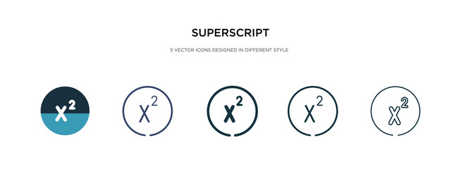 Superscript icon in different style two colored vector