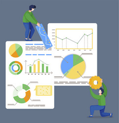 men using business tools for project data board vector