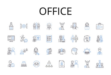 Office line icons collection workplace company vector