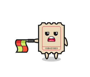 ticket character as line judge hold the flag vector image