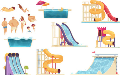 Summer aqua park with water slides Royalty Free Vector Image