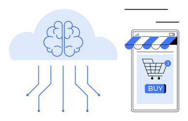 brain cloud computing connected to mobile e vector image
