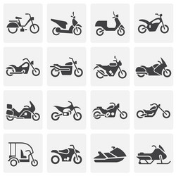 moto related icons set on background for graphic Vector Image