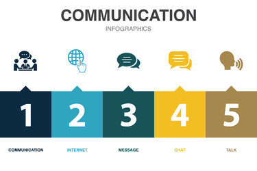 Communication icons infographic design template vector