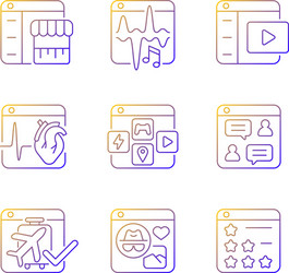 digital platforms gradient linear icons set vector image