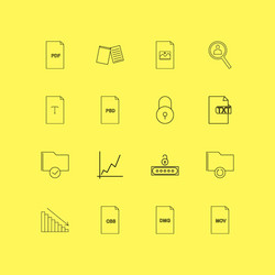 files and folders linear icon set simple outline vector image