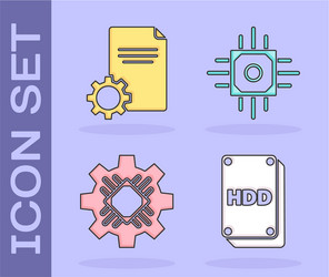 set hard disk drive hdd file document processor vector image