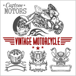Vintage Motorcycle Badges & Labels Vector Image