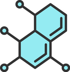 Molecule atom dna flat color line icon vector